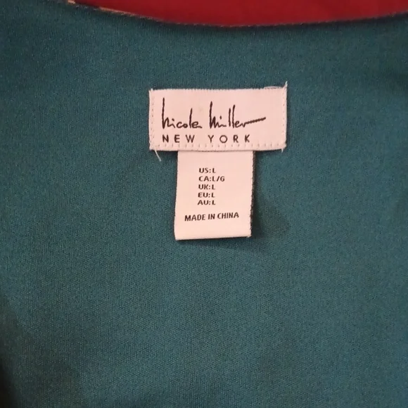 Nicole Miller NY Colorful Wrap Dress Belted Waist Classy Easter Spring Summer L - Picture 2 of 8